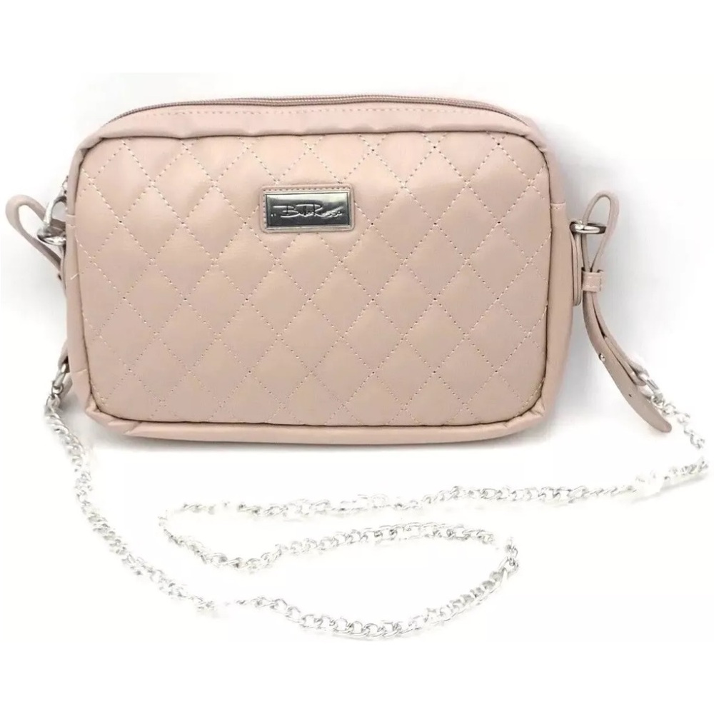NWOT Bella Russo Blush Pink Quilted Faux Leather Crossbody Shoulder Bag Chain
